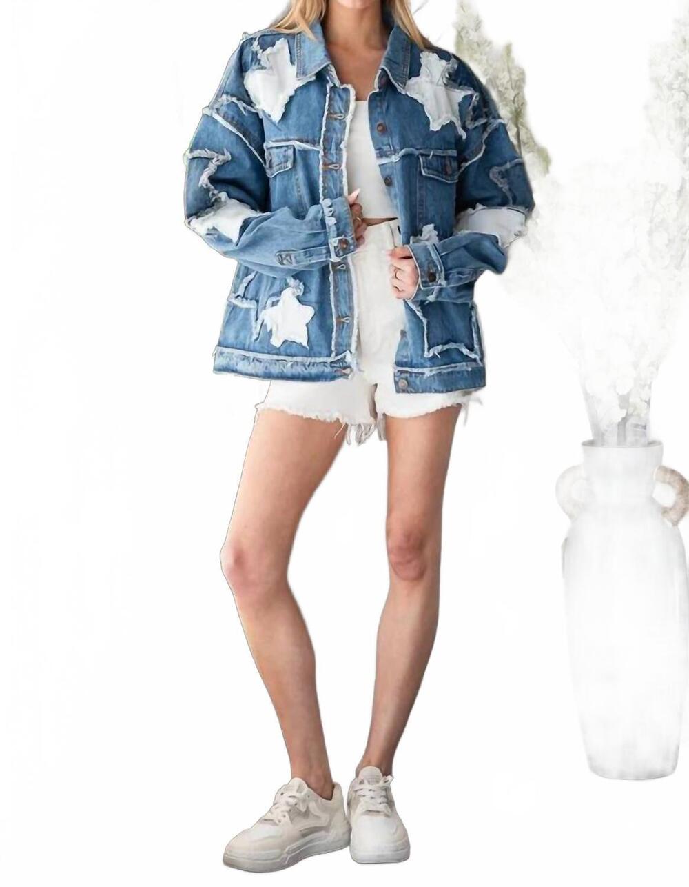 NEW OLI & HALI mineral washed star patched jacket in natural - Picture 3 of 4